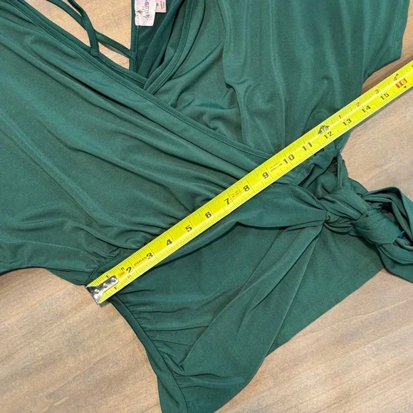 Willow & Root Forest Green Wrap Blouse - Picture 5 of 6